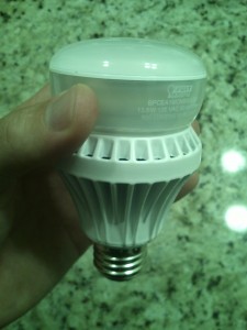 LED bulb. Excuse the white balance as my phone camera has no setting for LED.