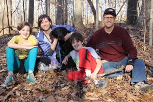 Family hike pic at Falls Lake. Note the wrist brace.