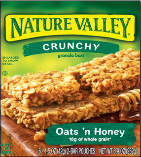 Nature Valley Oats 'n Honey granola bar box