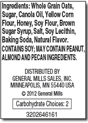 Nature Valley Oats 'n Honey ingredients