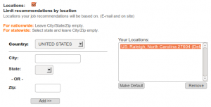 Careerbuilder location preferences