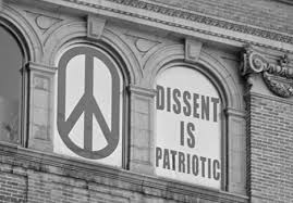 'Dissent is Patriotic" sign overlooking the World Trade Center site.