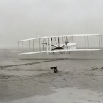 The Wright Brothers take to the air for the first time, Dec 17, 1903.