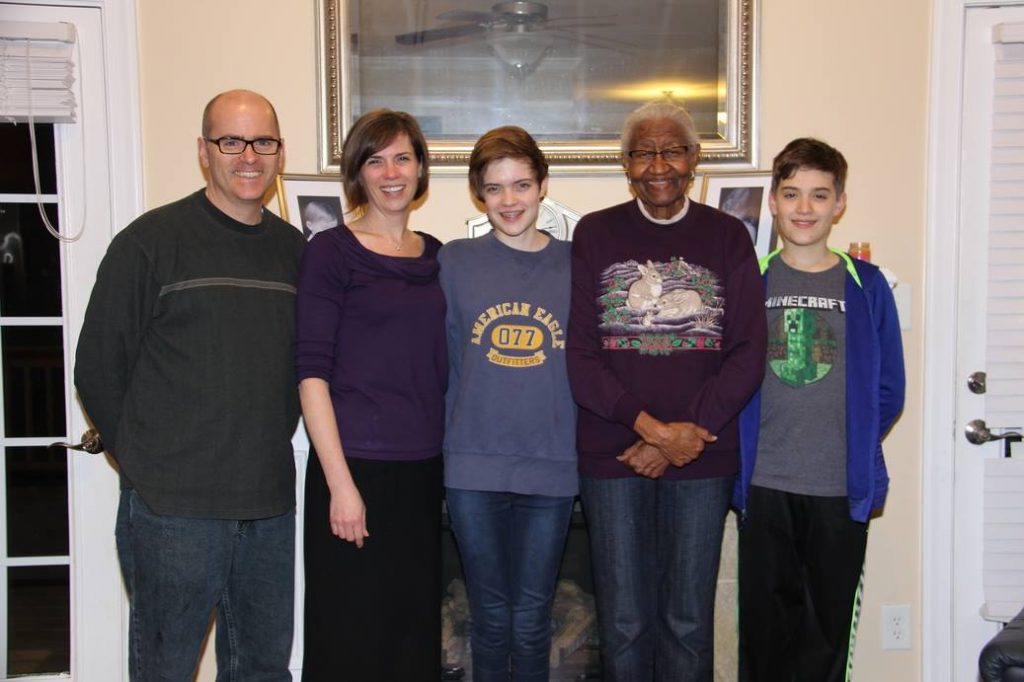 Miss Ruth Gartrell poses with the Turner family, February 2016.