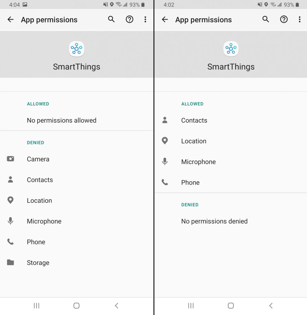 SmartThings permissions